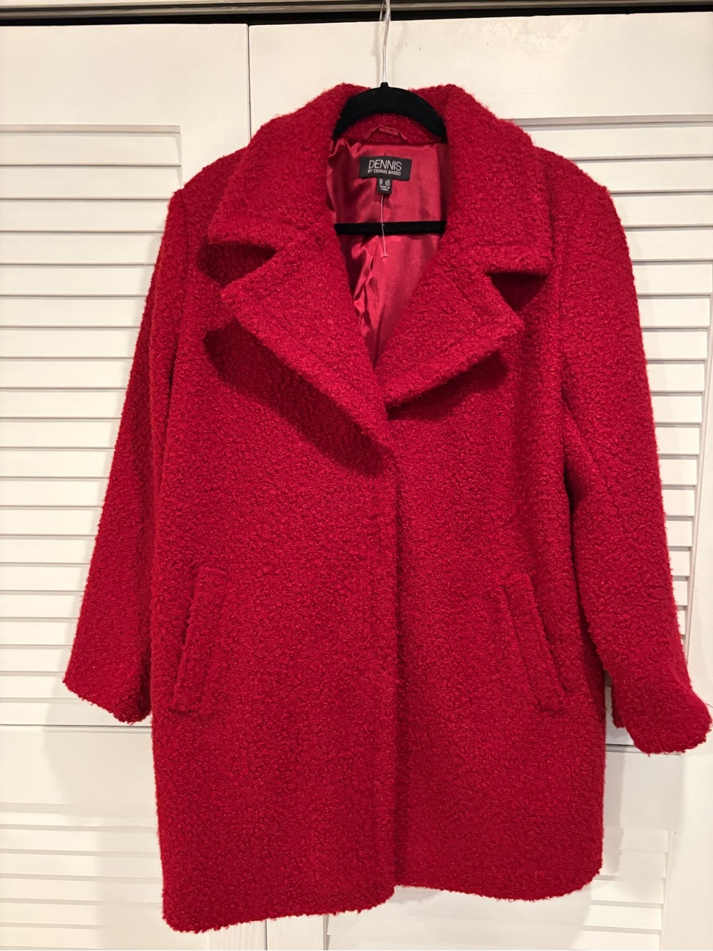 Dennis by Dennis Basso Red Bouclé Teddy Coat Size Large
